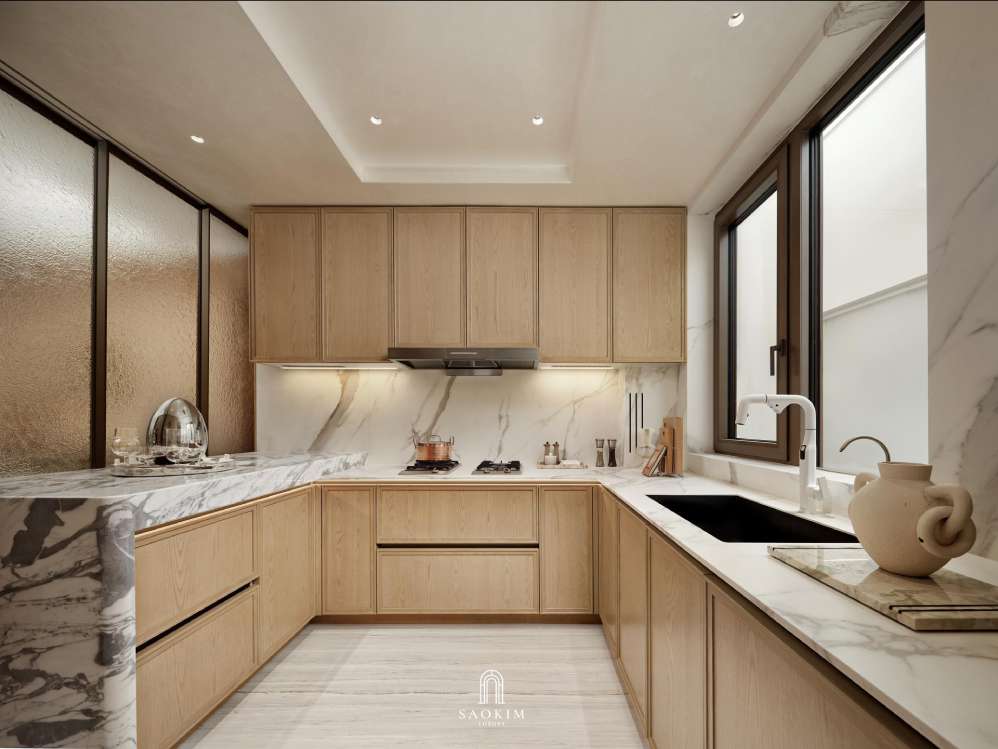 Phòng bếp tai thiết kế penthouse phong cách Contemporary Organic Luxury
